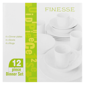 Finesse White Dinner Set 12 Piece
