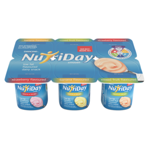 Danone NutriDay Strawberry, Banana And Mixed Fruit Flavoured Low Fat Dairy Snack 6 x 100g