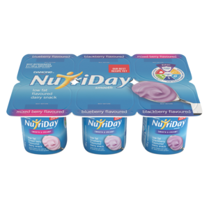 Danone NutriDay Low Fat Mixed Berry, Blueberry And Blackberry Flavoured Dairy Snack 6 x 100g
