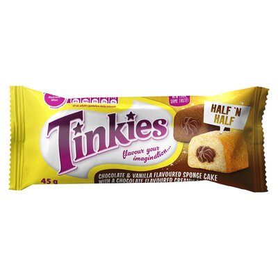 Tinkies Half & Half Chocolate Vanilla Flavoured Sponge Cake 45g