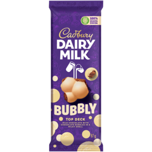 Cadbury Dairy Milk Bubbly Top Deck Chocolate Slab 87g