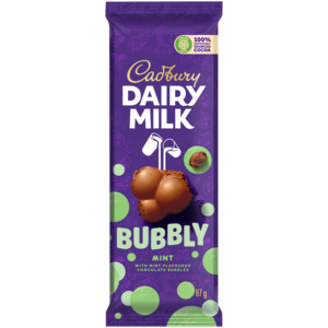 Cadbury Dairy Milk Bubbly Mint Chocolate Slab 87g