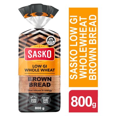Sasko Low Gi Whole Wheat Brown Bread 800g