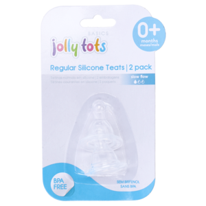 Jolly Tots Regular Silicone Teats 0 Months+ 2 Pack