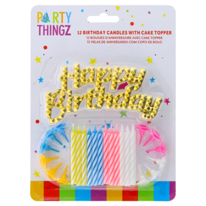 Party Thingz Candles With Cake Topper 12 Piece