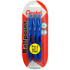 Pentel Blue Ballpoint Pens 1.0mm 3 Pack