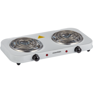 Essentials White Spiral Double Hotplate