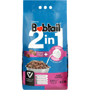 Bobtail 2-In-1 Adult Steak Flavoured Dog Food In Gravy 6.5kg