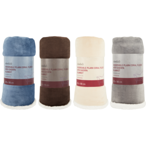 Essentials Coral Fleece & Sherpa Blanket 200 x 180cm (Colour May Vary)