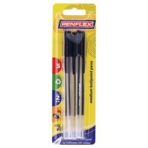 Penflex Black Ballpoint Pen 5 Pack