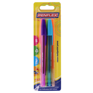 Penflex Neon Fluorescent Ballpoint Pen 5 Pack