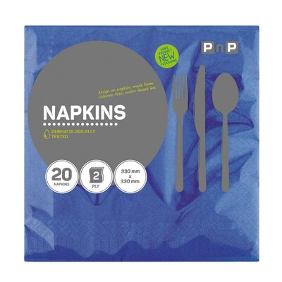 PnP 2 Ply Serviettes Blue 20 Pack