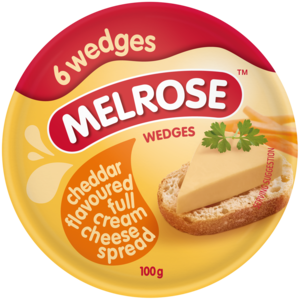 Melrose Full Cream Cheddar Cheese Flavoured Wedges Box 100g