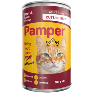 Pamper Cuts In Jelly Beef & Liver Flavoured Cat Food Can 385g