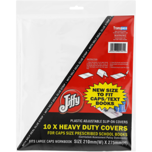 Jiffy Transparent Adjustable Heavy Duty Plastic Book Covers 210mm x 275mm 10 Pack