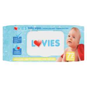 Lovies Unscented Baby Wipes 72 Pack