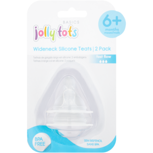 Jolly Tots Wideneck Silicone Teats 2 Pack 6 Months +