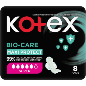Kotex Bio-Care Super Maxi Protect Sanitary Pads 8 Pack