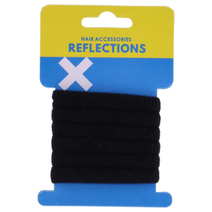 Reflections Black Hair Ties Knitted 6 Pack