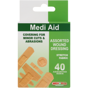 Medirite Pharmacy Medi Aid Assorted Stretch Fabric Plasters 40 Piece