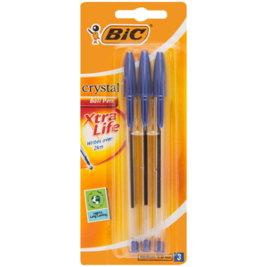 BIC Crystal Ball Xtra Life Pen Blue 3 Pack