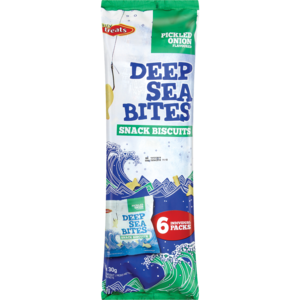 Tasty Treats Deep Sea Bites Pickled Onion Flavoured Snack Biscuits 6 x 30g
