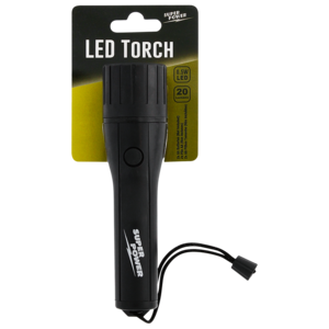Super Power Black Plastic 20 Lumens LED Torch 0.5w