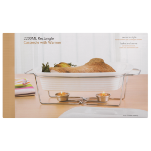 Rectangle Casserole Dish With Warmer 2200ml