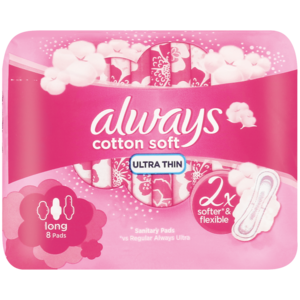 Always Ultra Cotton Soft Long Sanitary Pads 8 Pack