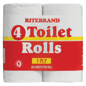 Ritebrand 1 Ply Toilet Rolls 4 Pack