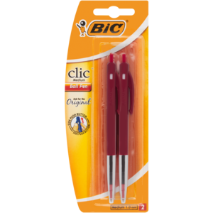 BIC Clic Medium Ball Pen Red 2 Pack