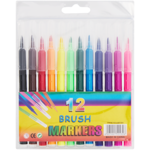 Multi-coloured Brush Markers 12 Piece