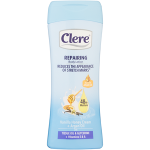 Clere Tissue Oil & Pure Glycerine Enriched Vanilla Honey Cream Luscious Body Lotion Bottle 400ml