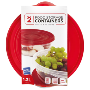 Fresh Work Round Container Set 2 x 1.3L