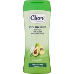 Clere Triple Glycerine Enriched Smoothing Avocado Milk Body Lotion Bottle 400ml