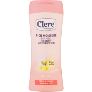 Clere Triple Glycerine Enriched Rich Musk Luxurious Body Lotion Bottle 400ml