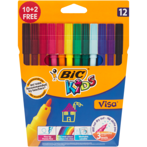 BIC Kids Assorted Visa Colouring Felt Pens 12 Pack