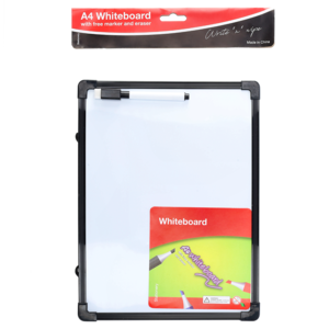 Black Whiteboard with Eraser and Marker A4