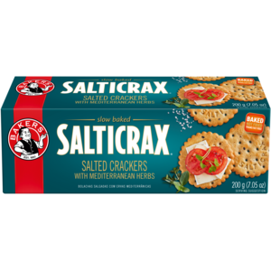 Bakers Salticrax Mediterranean Herbs Salted Crackers 200g