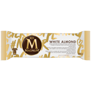 Ola Magnum White Almond Vanilla Flavoured Ice Cream In White Chocolate 100ml