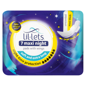 Lil-Lets Unscented Maxi Thick Winged Night Pads 7 Pack