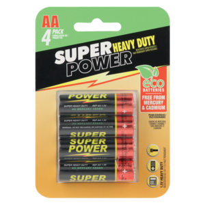 Super Power AA Heavy Duty Batteries 4 Pack