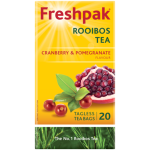 Freshpak Cranberry & Pomegranate Flavoured Rooibos Tagless Teabags 20 Pack