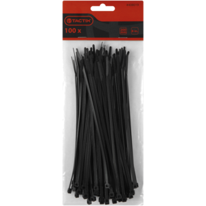 Tactix Black Cable Ties 200mm 100 Pack