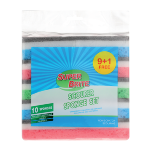Super Brite Scourer Sponge Set 10 Pack (Colour May Vary)
