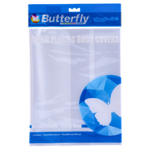 Butterfly A4 Transparent Adjustable Book Covers 5 Pack