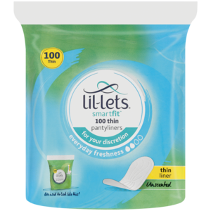 Lil-Lets Smartfit Unscented Thin Pantyliners 100 Pack