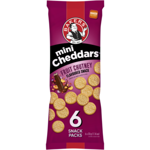 Bakers Fruit Chutney Flavoured Mini Cheddars Pack 6 x 33g