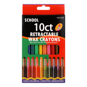 School Multicoloured Retractable Wax Crayon 10 Pack