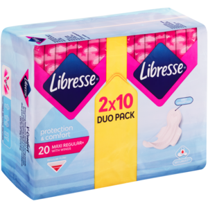 Libresse Protection & Comfort Duo Maxi & Regular Sanitary Pads With Wings 2 x 10 Pack